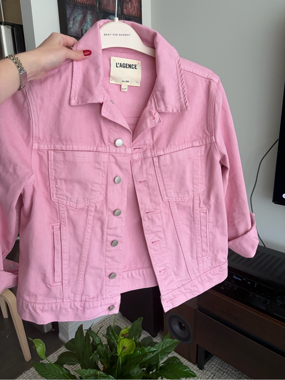 L'AGENCE Bubblegum Pink Cotton Trucker Jacket